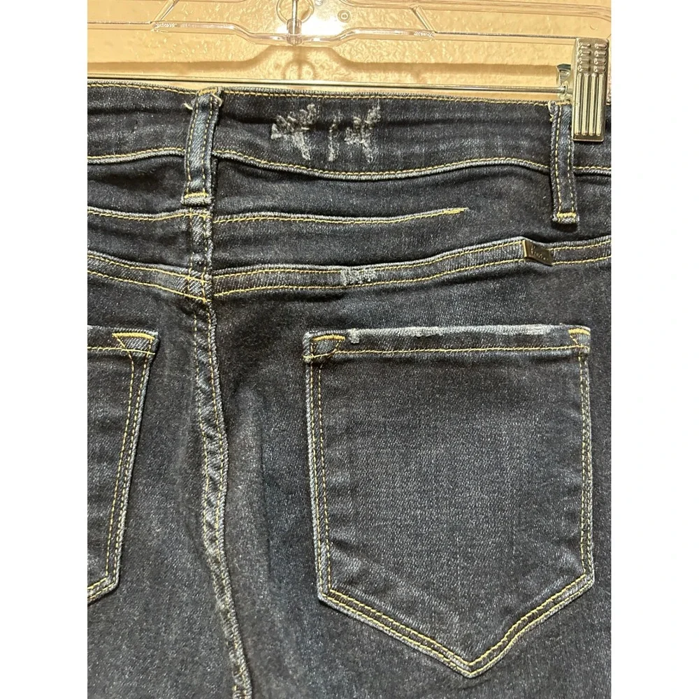 KanCan Womens High Rise‎ Button Fly Skinny Jeans Dark Wash Distressed Size 31